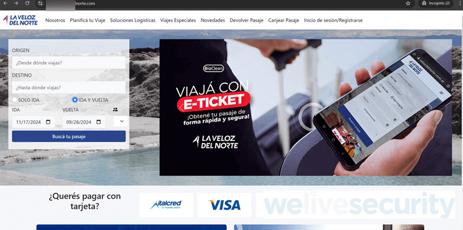 Figure 3. Links to this bogus site appeared in Google Search