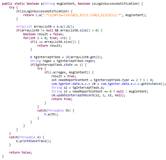 Filtering messages based on content