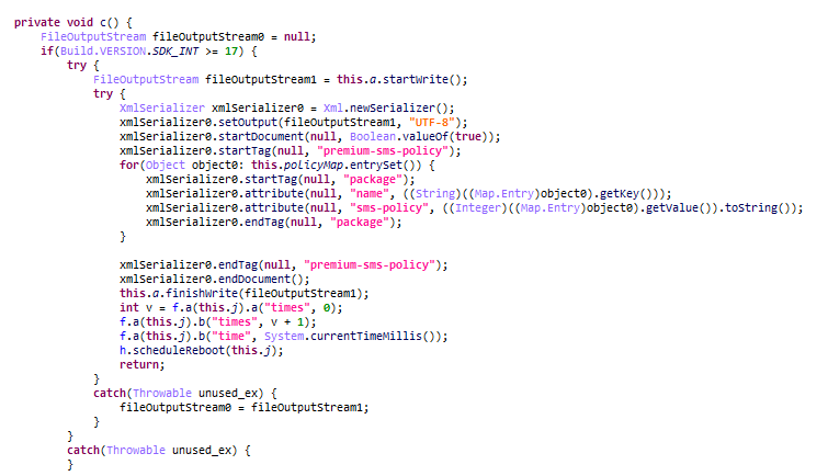 Method for overriding premium SMS sending policies