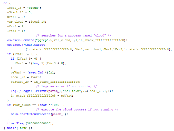 Monitoring and executing the cloud process
