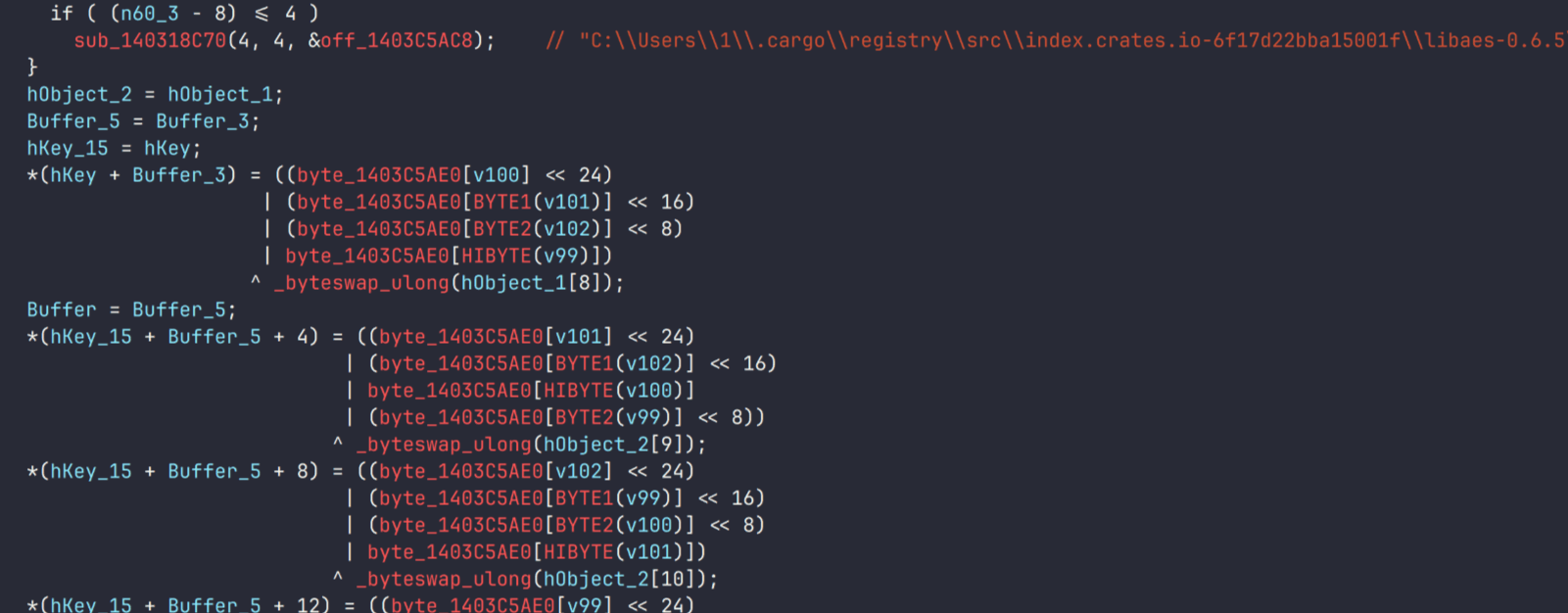 Decrypting the payload using AES