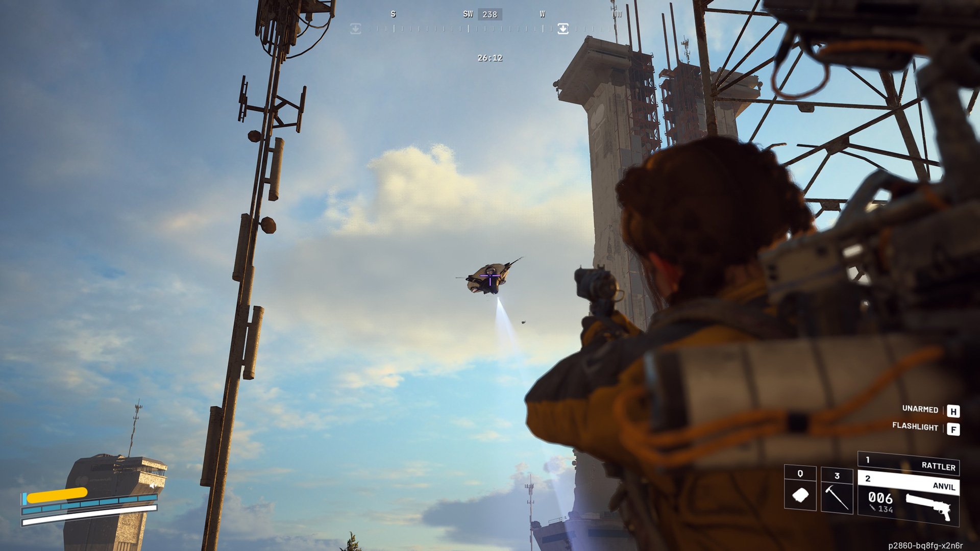 A player character aims at a Snitch.